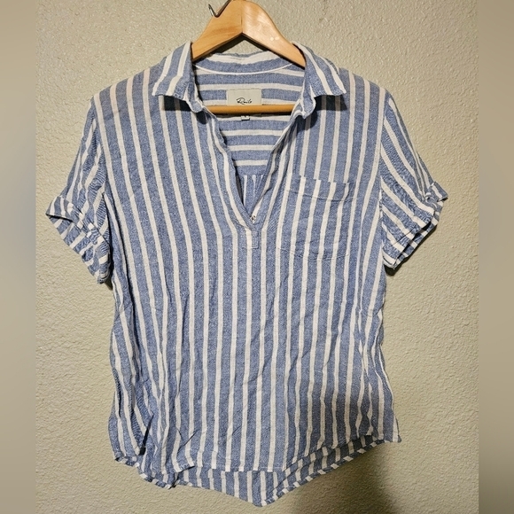 Rails Savannah Striped Draped Blouse sz small linen - Picture 2 of 6